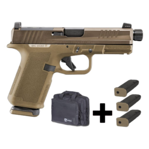 Ruger RXM 9MM Semi-Automatic Pistol, Faxon Threaded Barrel, Troy Coyote Magpul EHG, Bronze OR Slide, 3-15rd Magazines, w/ Drago Pistol Bag - Coyote Tac Pac - Ruger