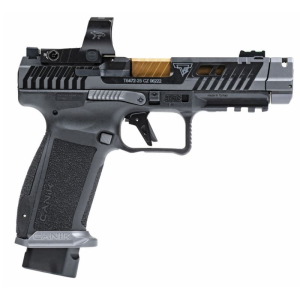Canik Canik TTI Combat Smoke 9mm 4.6\" Bronze Bbl, 21rd Semi-Auto Pistol, Fluted, Compensated, Two-Tone Black/Smoke, w/ Mecanik M03 Optic, Designed W / Taran Tactical Innovations - $1089.99 at Classic Firearms