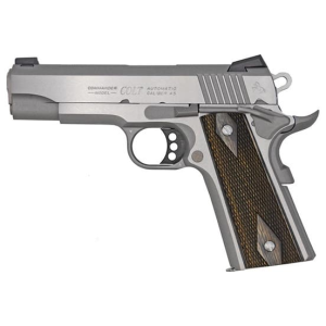 Colt Combat Commander .45 ACP 4.25\" Barrel 8rd Pistol, Single Action, Stainless Finish, G10 Cherry Grips, Novak Sights - Colt Defense