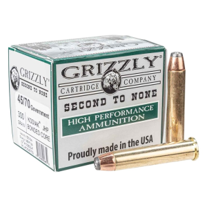 Grizzly 45-70 Gov 300gr Jacketed Hollow Point Brass Case 20 Rounds. - Grizzly