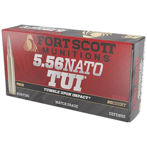 Fort Scott Munitions Fort Scott Munitions Tumble Upon Impact 5.56 NATO 70gr Solid Copper Spun Bullet 20rd Box - $27.72 at Classic Firearms