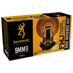Browning Browning 9mm Luger 115gr Full Metal Jacket Brass Case 200 Rounds - $61.22 at Classic Firearms