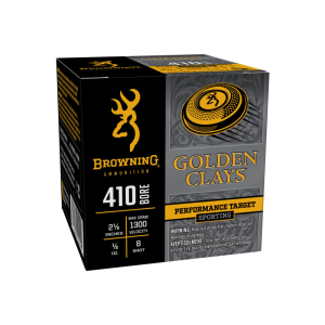 Browning Browning Golden Clays .410 Bore 2.5\" 1/2 oz 8 Shot Lead Shotgun Ammo 25 Rounds Plastic Case - $15.95 at Classic Firearms