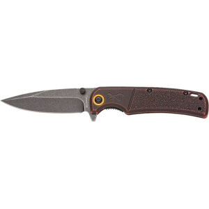 Browning Buckmark EDC Slim Folding Knife 3.13\" D2 Steel Drop Point Blade, Bronze Stonewashed Polymer Handle.