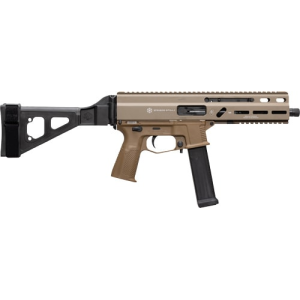 Grand Power Stribog SP10A3 10mm Pistol 8\" Threaded Barrel 20-Round Semi-Auto FDE Brace Roller-Delayed Blowback, Non-Reciprocating Charging Handle. - Global Ordnance