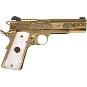 Iver Johnson Noble Eagle WP 1911 Pistol 45 ACP 5in 8rd Single-Action Pearl Grips Engraved Gold - Iver Johnson Arms