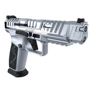 Canik Canik SFx RIVAL-S 9mm Semi-Auto Pistol, 5\"Bbl, Optic Ready, Dark Side Steel Frame, Fiber Optic Sights, Acc Rail, Flat Trigger, W/ 2-18 Rd Mags,Chrome - $899.99 at Classic Firearms