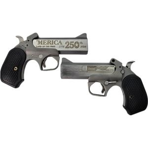 Bond Arms Bond Arms BACY-250TH-45-70 Arms 250th \'Merica Derringer .45-70 Govt 1rd Capacity 4.25\" Stainless Barrel Rough Finish B6 Extended Grip - $491.19 at Classic Firearms