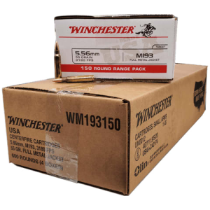 Winchester Winchester Ammo WM193150 USA 5.56x45mm NATO 55 gr Full Metal Jacket (FMJ) (Value Pack), Brass, Boxer, Non-Corrosive Reloadable - 600rd Case - $389.99 at Classic Firearms