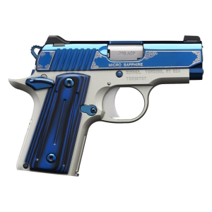 Kimber Kimber Micro Sapphire 3300090 Pistol .380 ACP 2.75\" 7+1 SAO Night Sights Bright Blue PVD Engraved - $1145.79 at Classic Firearms
