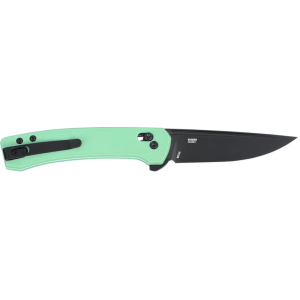 CRKT Q Compact 3.05\" 14C28N Drop Point Black Oxide Aqua GRN Folding Knife