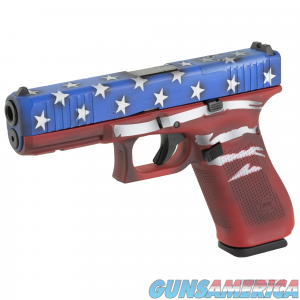 Glock, 17 M.O.S., GEN 5, Semi-automatic, Striker Fired, Full Size, 9MM, 4.49", Red, Wht, Blu BW Flag, Interchangeable, 17 Rounds, 3 Mags, Fixed Sights image