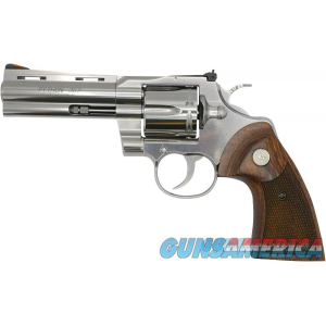 Colt Mfg Python 357 Mag, 4.25" Semi-Bright Stainless, Walnut Grips NEW (PYTHON-SP4WTS) image