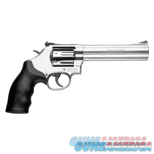 Smith & Wesson Model 686 Plus 357 Mag or 38 S&W Spl +P Stainless Steel 6" Barrel & 7rd Cylinder, Satin Stainless Steel L-Frame, Red Ramp FrontWhite Outline Rear Sights, Internal Lock image
