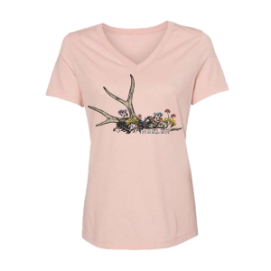 Nosler Womens V Neck Antler T-Shirt Heather Peach - XLarge