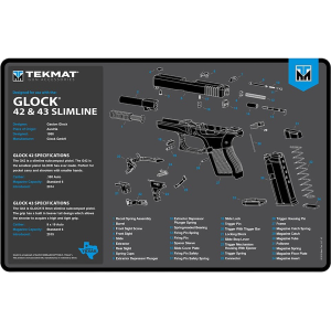 Tekmat Handgun Cleaning Mat for Glock 42/43 Blue - Tekmat