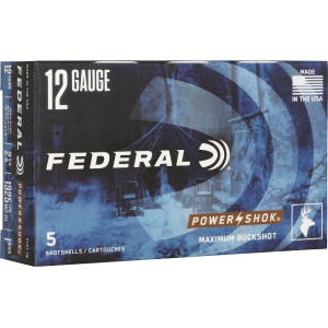 Federal Power-Shok 12 Gauge Ammo 2-3/4 #1 Buckshot 16 Pellets Box Of 5 eral Power-Shok 12 Gauge 2-3/4 #1 Buckshot 16 Pellets Box Of 5 Ammo