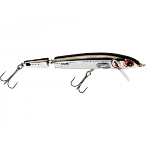 BOMBER Jointed Wake Minnow Crankbait Chrome Black Back