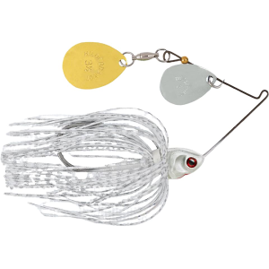 BOOYAH Covert Finesse Double Colorado Spinnerbait 3/8oz White Silver Scale Gold/Nickel