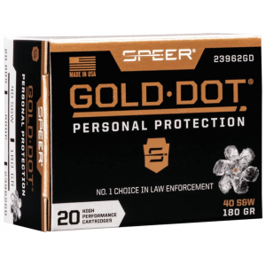 SPEER Gold Dot 40 S&w Ammo 180 Grain Bonded Jacketed Hollow Point Case Of 200 (10 Boxes Of 20) 50004544647269 791264