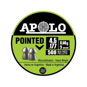 Apolo Pointed Air Gun Pellets 177 Caliber 9 Grain 4.5mm 500PK - Apolo