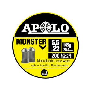 Apolo Monster Flat Nose Air Gun Pellets 22 Caliber 25.40 Grain 5.5mm 200PK - Apolo
