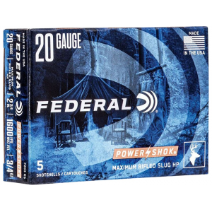 FEDERAL Power-shok 20 Gauge Hollow Point Rifled Slug 2-3/4" 3/4oz Box Of 5