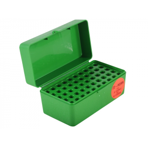 MTM Flip Top Ammo Box 22 Hornet, 223 Remington, 30 Carbine 50-Round Plastic Green