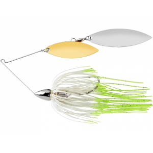 WAR EAGLE Nickel Frame Double Willow Spinnerbait 3/8oz Hot White Shad Gold/Nickel