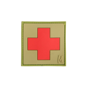 Maxpedition Medic 2" PVC Morale Patch Tan and Red 2" x 2" - Maxpedition Hard-Use Gear