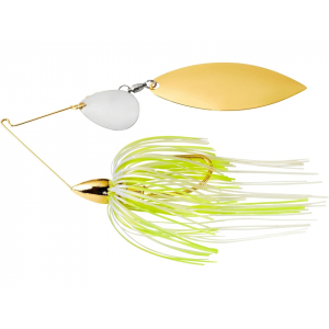 WAR EAGLE Gold Frame Colorado Willow Spinnerbait 3/8oz Hot White Chartreuse Nickel/Gold