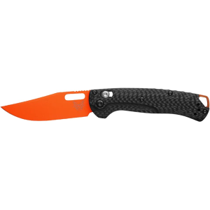 Benchmade Mini Taggedout Pocket Knife 3.04" Clip Point CPM MagnaCut Orange Blade Carbon Fiber Handle - Benchmade