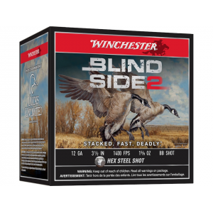 chester Blind Side 2 Ammunition 12 Gauge 3-1/2 1-5/8 Oz #BB Steel Shot Case Of 250 (10 Boxes Of 25) Ammo