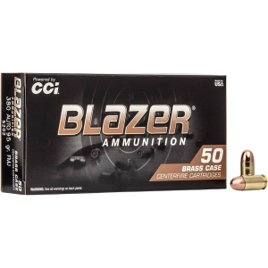 Blazer Brass 380 ACP Ammo 95 Grain Full Metal Jacket Case Of 1000 (20 Boxes Of 50) zer Brass 380 ACP 95 Grain Full Metal Jacket Case Of 1000 (20 Boxes Of 50) Ammo