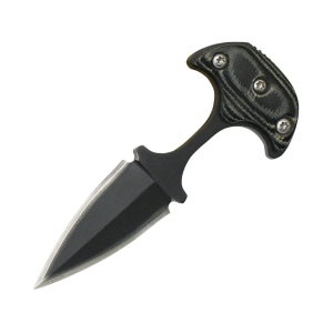 American Buffalo Knife & Tool Neck Fixed Blade Knife 1.25" Dagger 8Cr13MoV Black Oxide Blade Micarta Handle Black - American Buffalo Knife & Tool