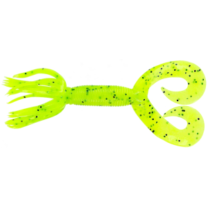 Yamamoto 4" Double Tail Hula Grub Chartreuse/Blk Flk - Yamamoto