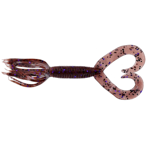 Yamamoto 4" Double Tail Hula Grub Cinnamon/Blk&Prpl Flk - Yamamoto