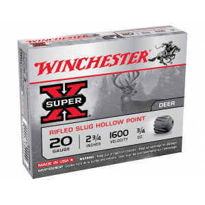 chester Super X 20 Gauge Rifled Slug 2-3/4 3/4oz Box Of 5 Ammo