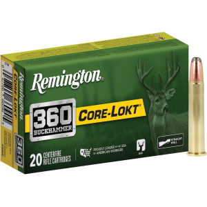 Remington Core-Lokt 360 Buckhammer Ammo 200 Grain Jacketed Soft Point Case of 200 (10 Boxes of 20) - Remington