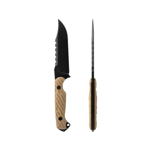 Toor Knives Crewman Fixed Blade Knife 4.625" Clip Point CPM CruWear Black Blade G-10 Handle Omaha Tan - Toor Knives