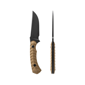 Toor Knives Brauler Fixed Blade Knife 4.125" Drop Point CPM CruWear Black Blade G-10 Handle Omaha Tan - Toor Knives