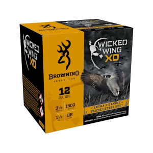 Browning Wicked Wing XD Waterfowl 12 Gauge Ammo 3-1/2" BB Steel Shot 1-1/2 oz Case of 250 (10 Boxes of 25) - Browning