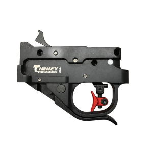 Timney Triggers Calvin Elite Adjustable Ruger 10/22 Trigger Guard Assembly 2-3/4 lb Aluminum Red Trigger with Black Lower