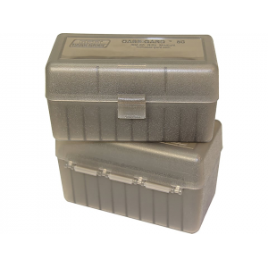 MTM Flip Top Ammo Box 22-250 Remington, 243 Winchester, 308 Winchester 50-Round Plastic Clear Smoke - Mtm