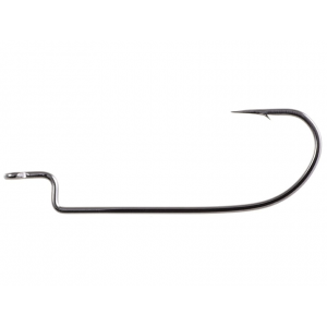 OWNER Offset Shank Worm Hook #3/0 Black Chrome 5PK