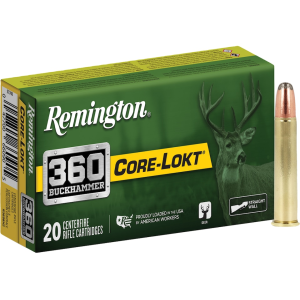 Remington Core-Lokt 360 Buckhammer Ammo 180 Grain Jacketed Soft Point Case of 200 (10 Boxes of 20) - Remington