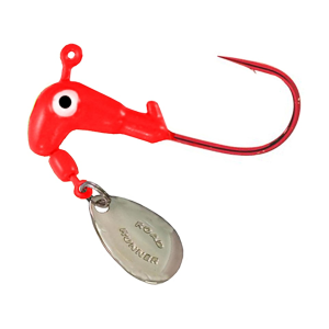 Road Runner Original Barbed Head Bleeding Bait Hook 1/16oz Underspin Jighead Fluorescent Red 4PK