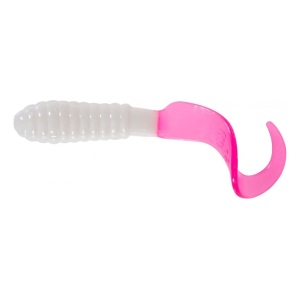Mister Twister Teenie Curly Tail 2" Grub White/Firetail 20PK - Mister Twister