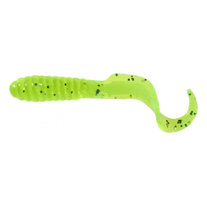 Mister Twister Teenie Curly Tail 2" Grub Neon Chartreuse Flake 20PK - Mister Twister