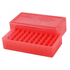 MTM Slip Top Ammo Box Square-Hole 10mm Auto, 41 Remington Magnum, 44 Remington Magnum 50-Round Plastic Red - Mtm